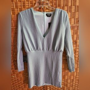 Bebe Blouson Lurex Mini Dress - Baltic Sea - Size M